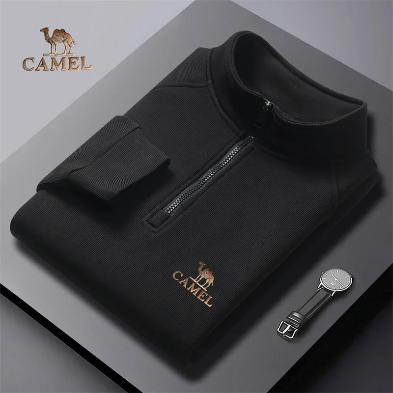 

camelPocket Zipper Fleece Hooded Casual Shirt for Men and Women Plus Size Loose Pullover Fashion Sweatshirt topmen clothingkorea