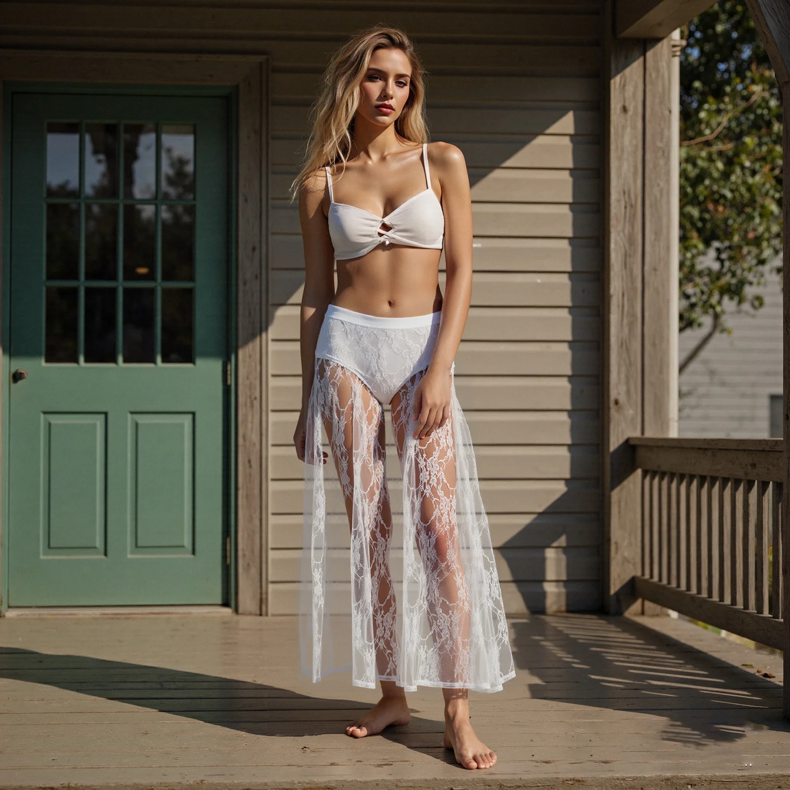 Jupe trapèze d'été pour femmes, longue, taille haute, en dentelle, Patchwork, pour voyage, plage, Shopping