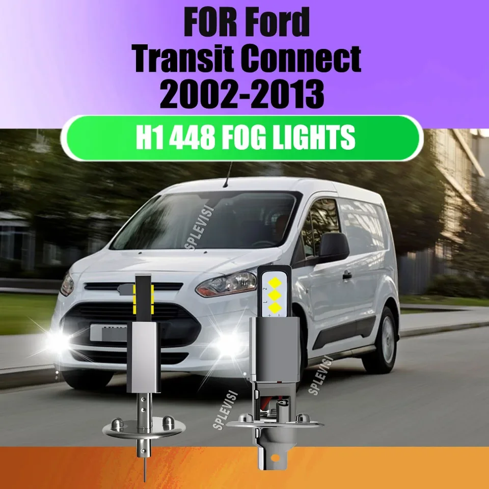 H1 448 Xenon White LED Fog Light Kit Enhanced Night Visibility For Ford Transit Connect 2002 2003 2004 2005 2006 2007 2008-2013