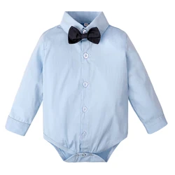 Baby Bodysuit Newborn Boys Formal Dress Shirt Christening Clothing Wedding Long Sleeve Rompers Infant One Piece