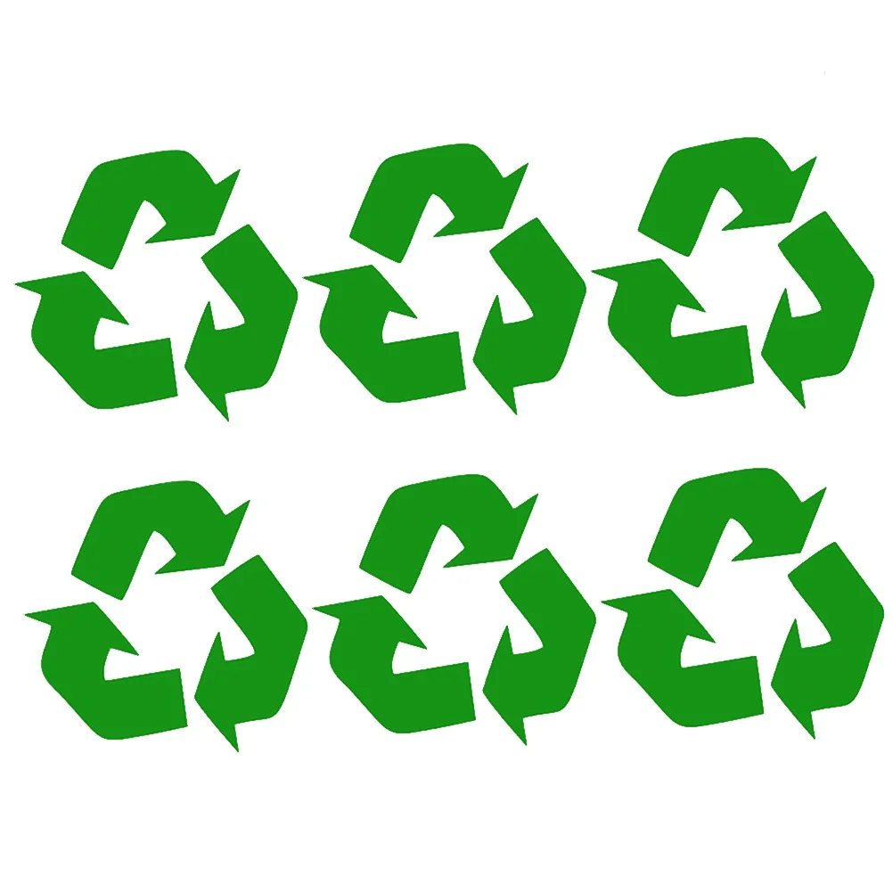 6 Pcs Recyclable Sign Stickers Green Self-adhesive Decals for Trash Bins Containers Recycling Labels Eco Friendly Storage