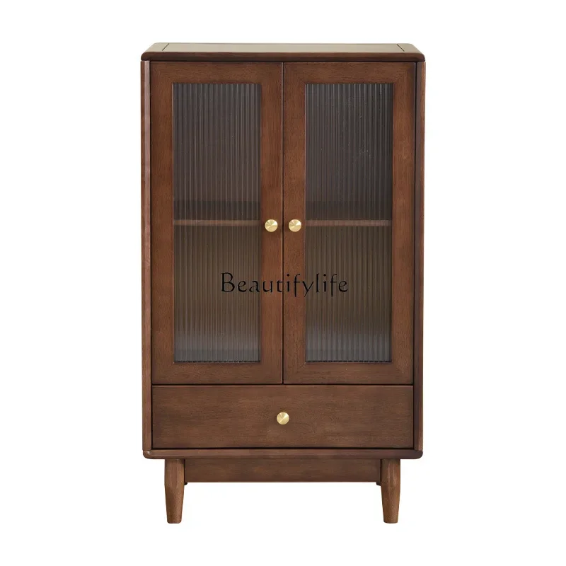 

ls 27Nordic solid wood glass double door cabinet multi-functional storage kitchen storage cabinet