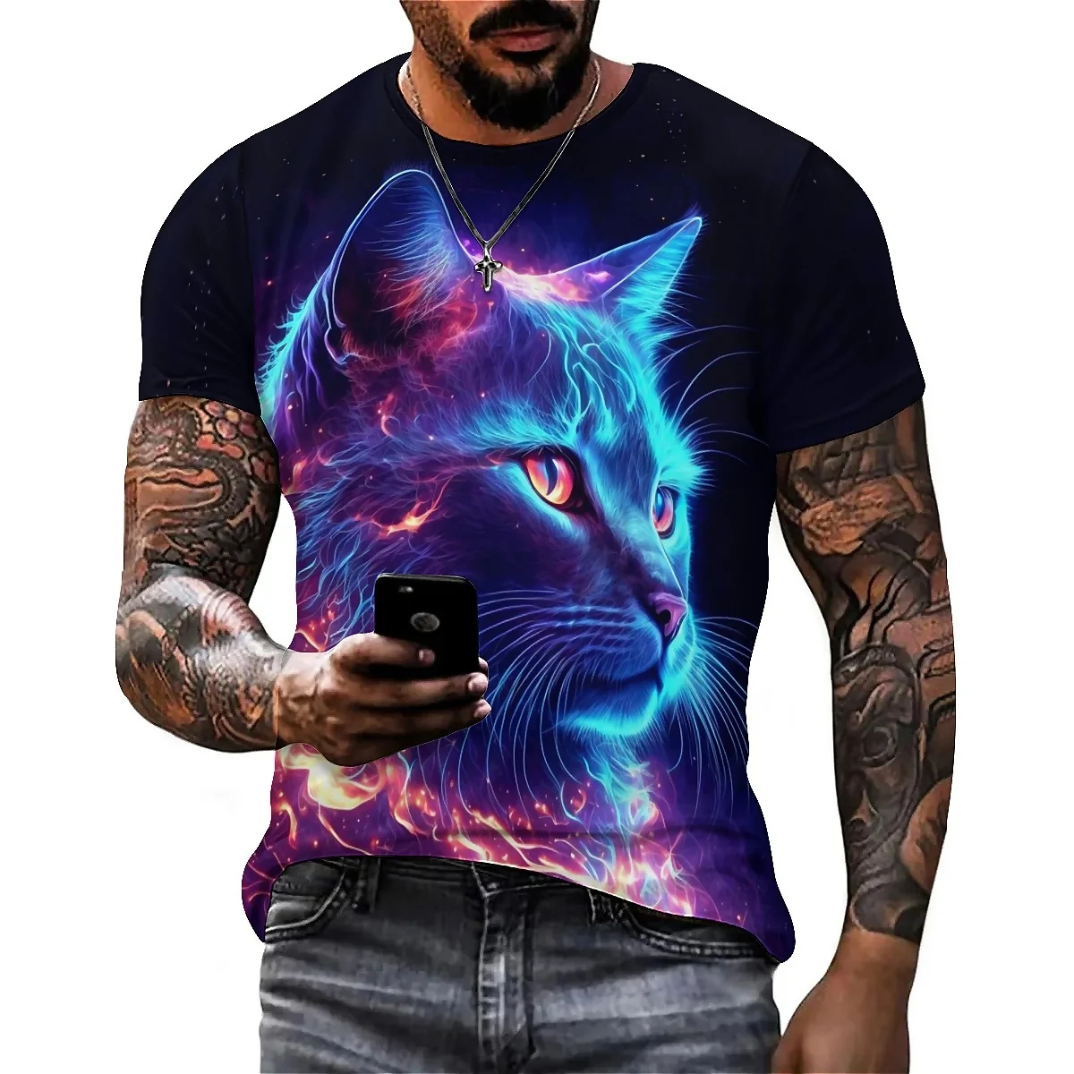 

Men's and Women's Printed Short-sleeved 3D Shirts with All-over Printed T-shirts