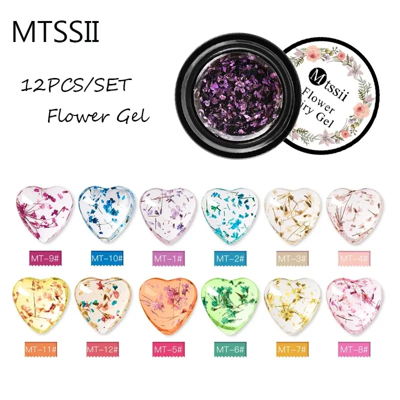 

2PCS/Set Dried Flower Nail Polish Gel Natural Flower Fairy Series Semi Permanent UV LED Gel Soak Off Art Varnish For Manicure