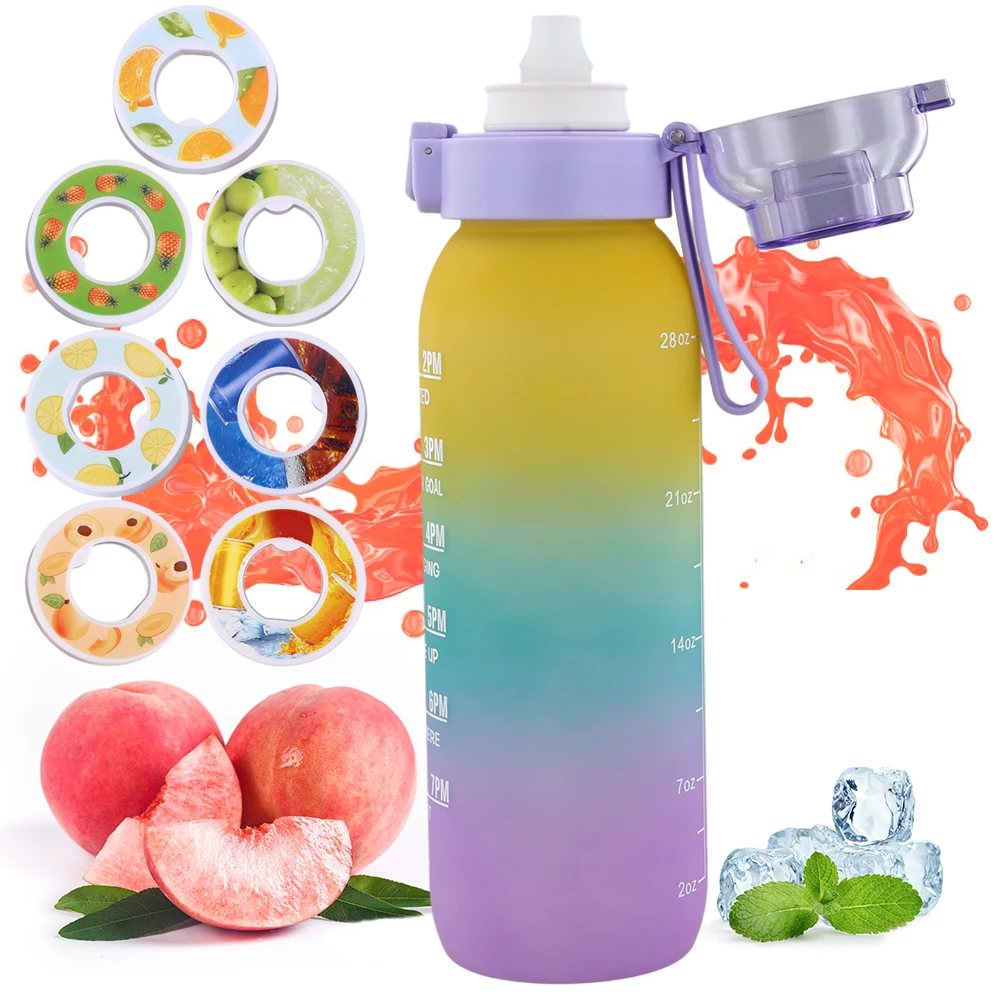 1000ML Fragrant Water Bottle Leak-Proof with 7 Rods Fruit Flavor Water Cup Large Capacity Scented Cup for Travel Climbing Hiking