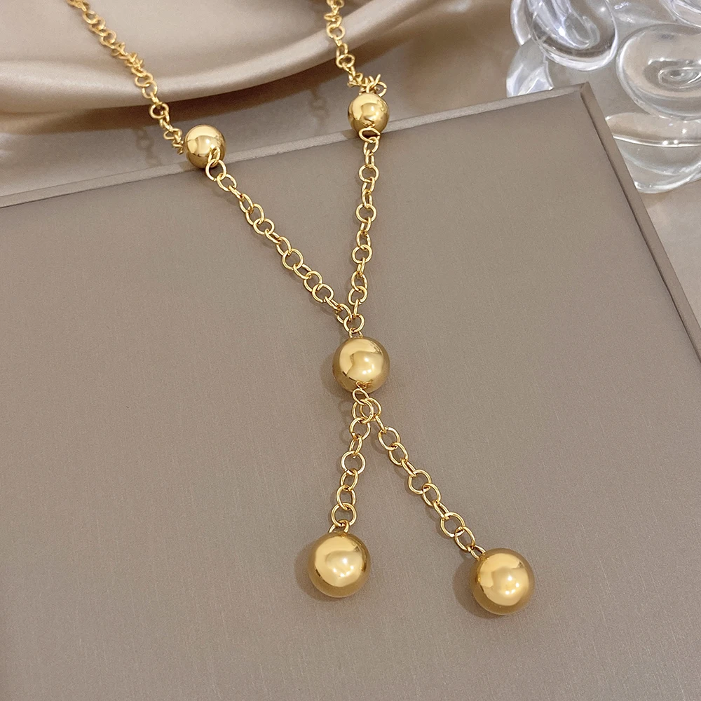 

Freetry Personalized Large Round Bead Long Pendant Stainless Steel Necklace for Women Fashion Waterproof Necklace Jewelry Gift