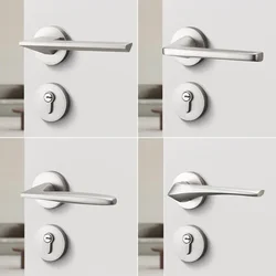 Matte Nickel Brushed Interior Bedroom, Minimalist Room, Wooden Door, Silent Split Door Lock