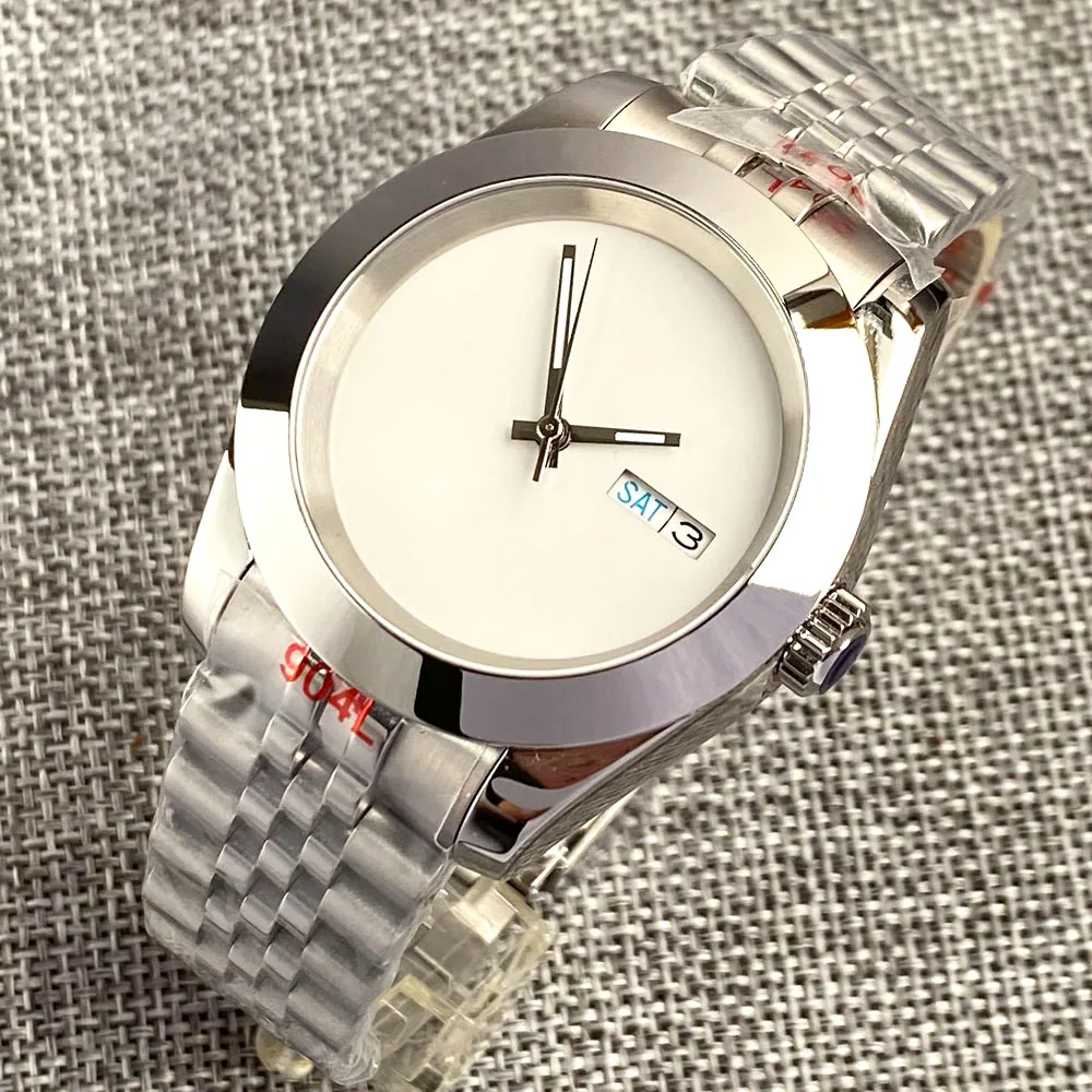 Bliger Japan NH36A Automatic 36mm/39mm Polished Bezel White Sterile Dial Luminous Sapphire Glass Fixed Bezel