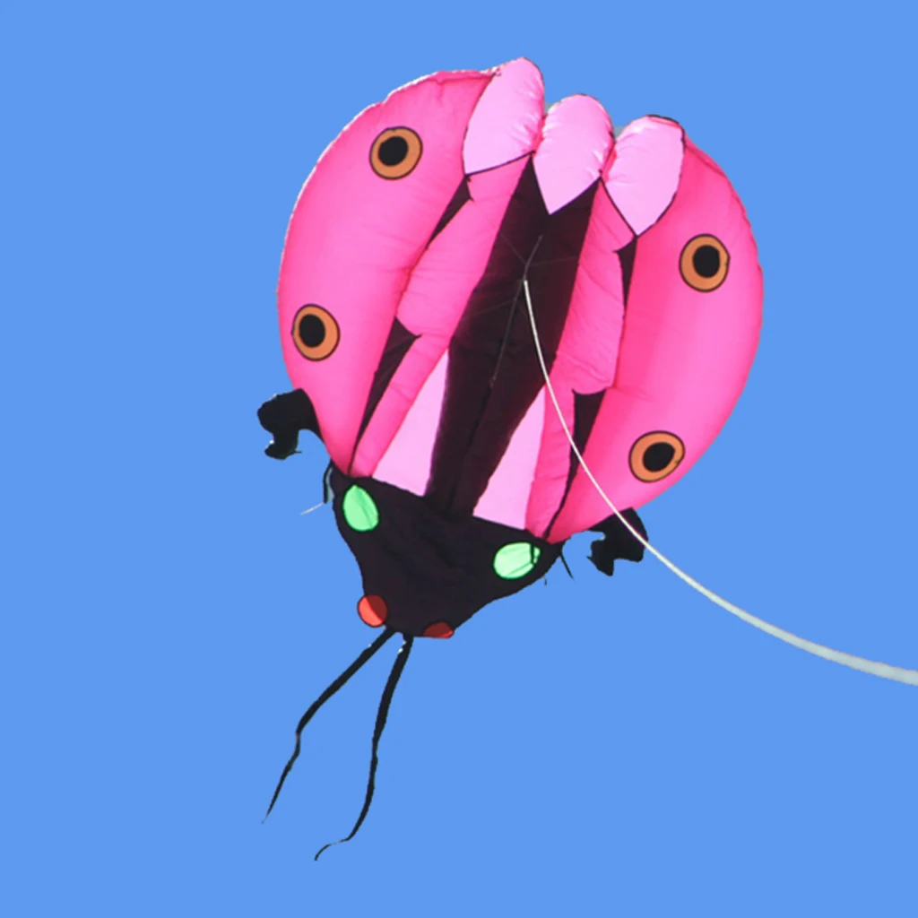 9KM Soft Inflatable Ladybug Pilot Lifter Kite, 2㎡-5㎡ Single Line Laundry Kite, Ripstop Nylon Large Lift Kite for Kite Festival w