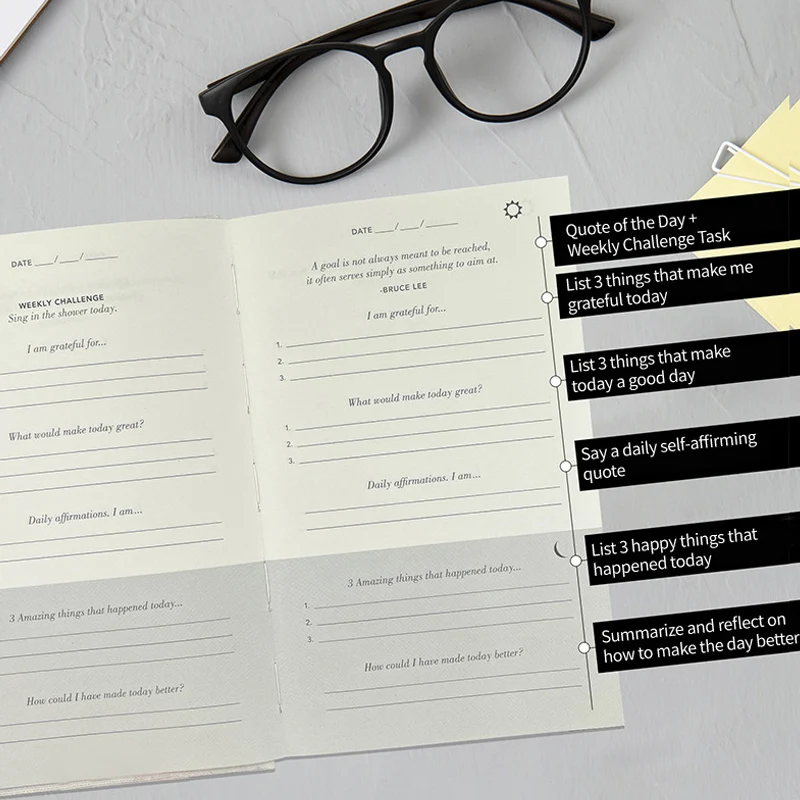 The Gratitude Journal  Bulk 2023 Thanksgiving five minute Diary Notebook Self-discipline Punching Schedule Notebook Hand Book