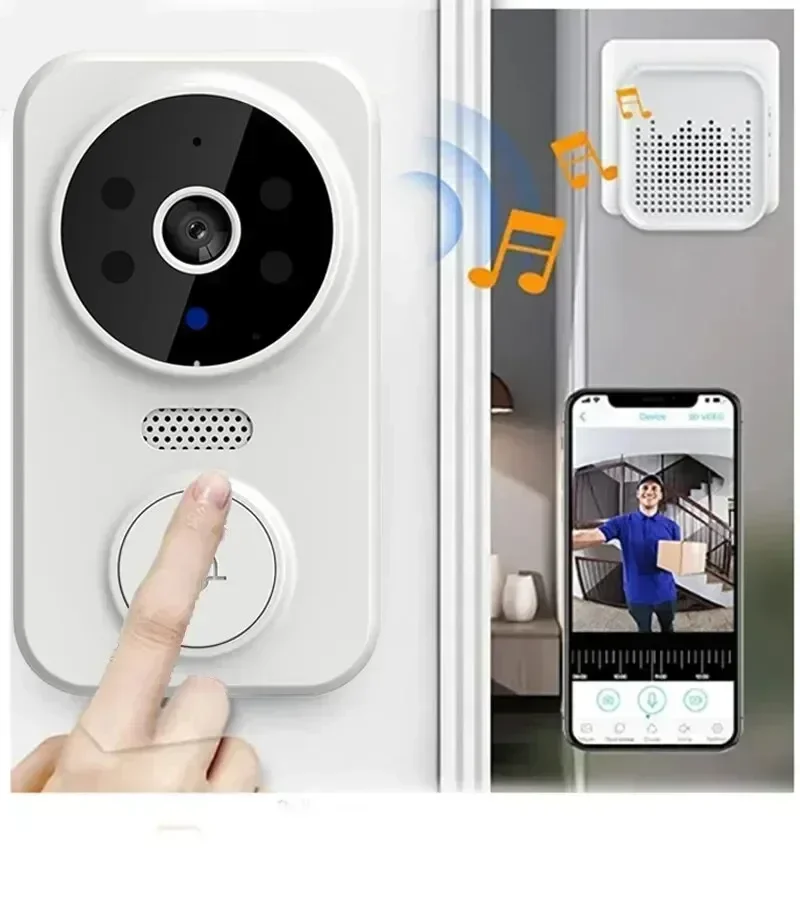 Tuya WiFi Video Doorbell Home WiFi Wireless Doorbell Rechargeable Battery Powered Color Night Vision Camera Bell Visual Doorbell