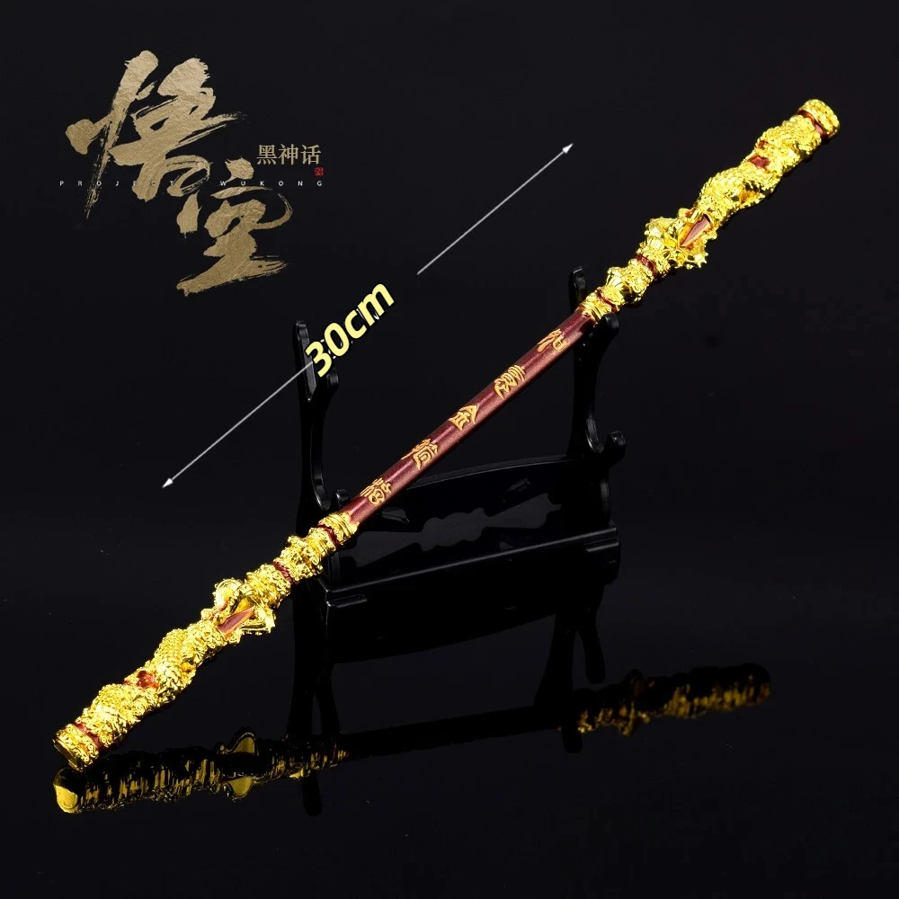 Black Myth: WuKong Weapon Sun Wukong Monkey King Bar Game Anime 22cm Metal Swords Katana Weapon Model Ornament Crafts Gifts Toys