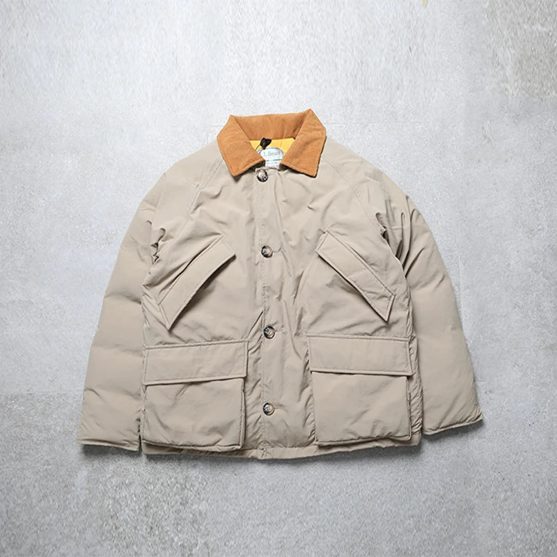 Traje de caza retro informal japonés, chaqueta interior de felpa con cuello de pana gruesa para soportar el frío