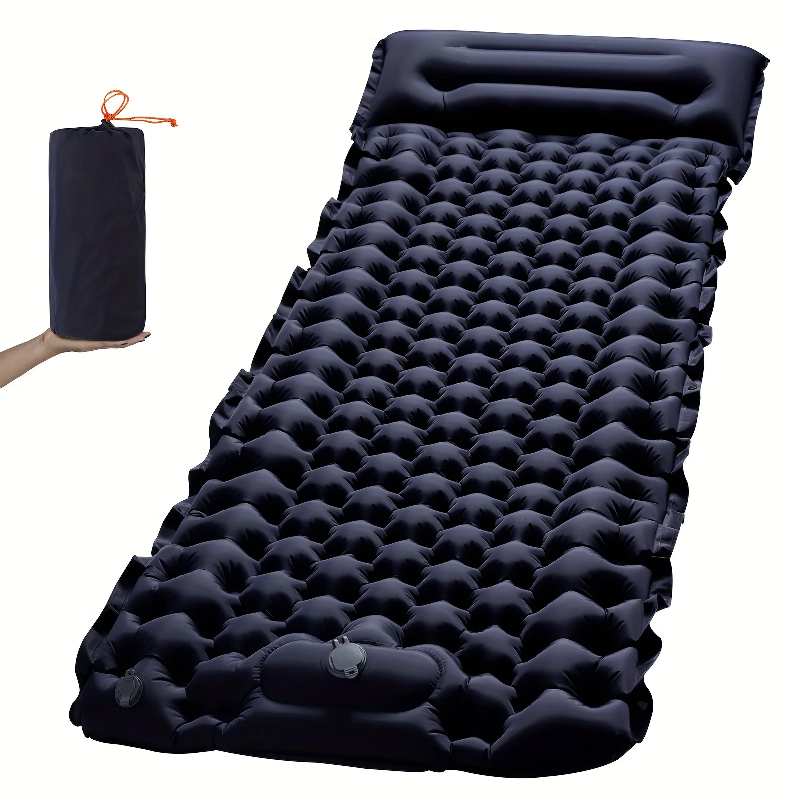 Outdoor Camping Inflatable Mattress Thicken Sleeping Pad with Built-in Pillow & Pump Air Mat for Travel Hiking Climbing