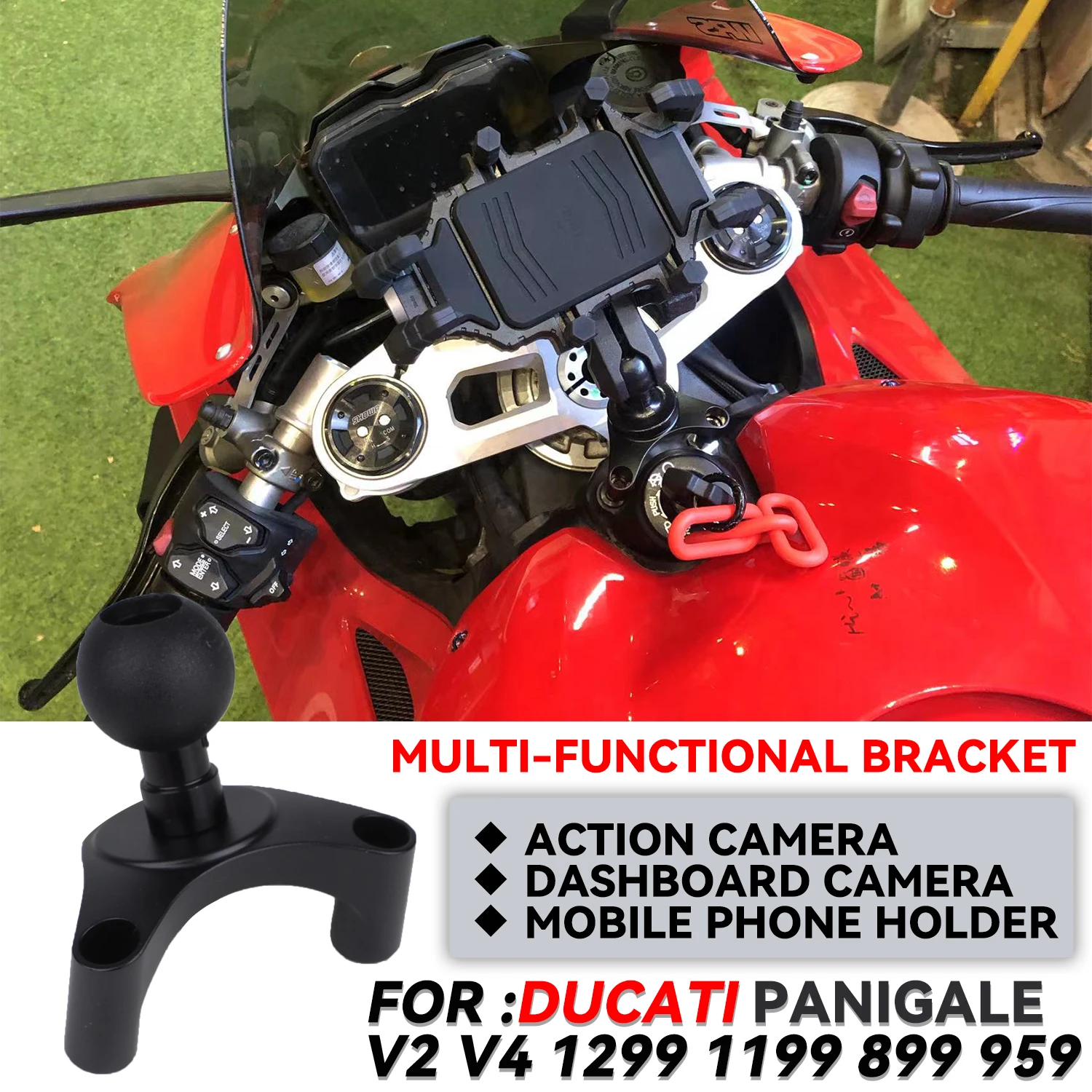 For DUCATI Panigale V4 V2 1299 1199 959 899 CNC Multi-functional Navigation Base Mobile Phone Moun Action Camera Center Bracket