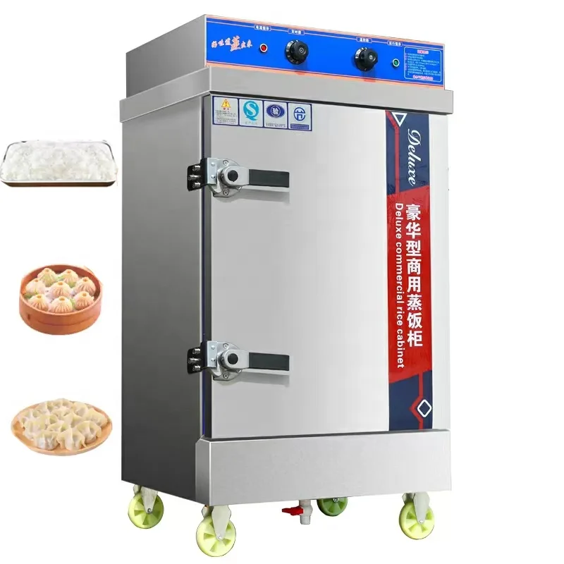 Automatic 8 10 12 24 Tray Steamer Round Noodle Food Gas Electric Momo Bun Dumpling Rice Steaming Machine