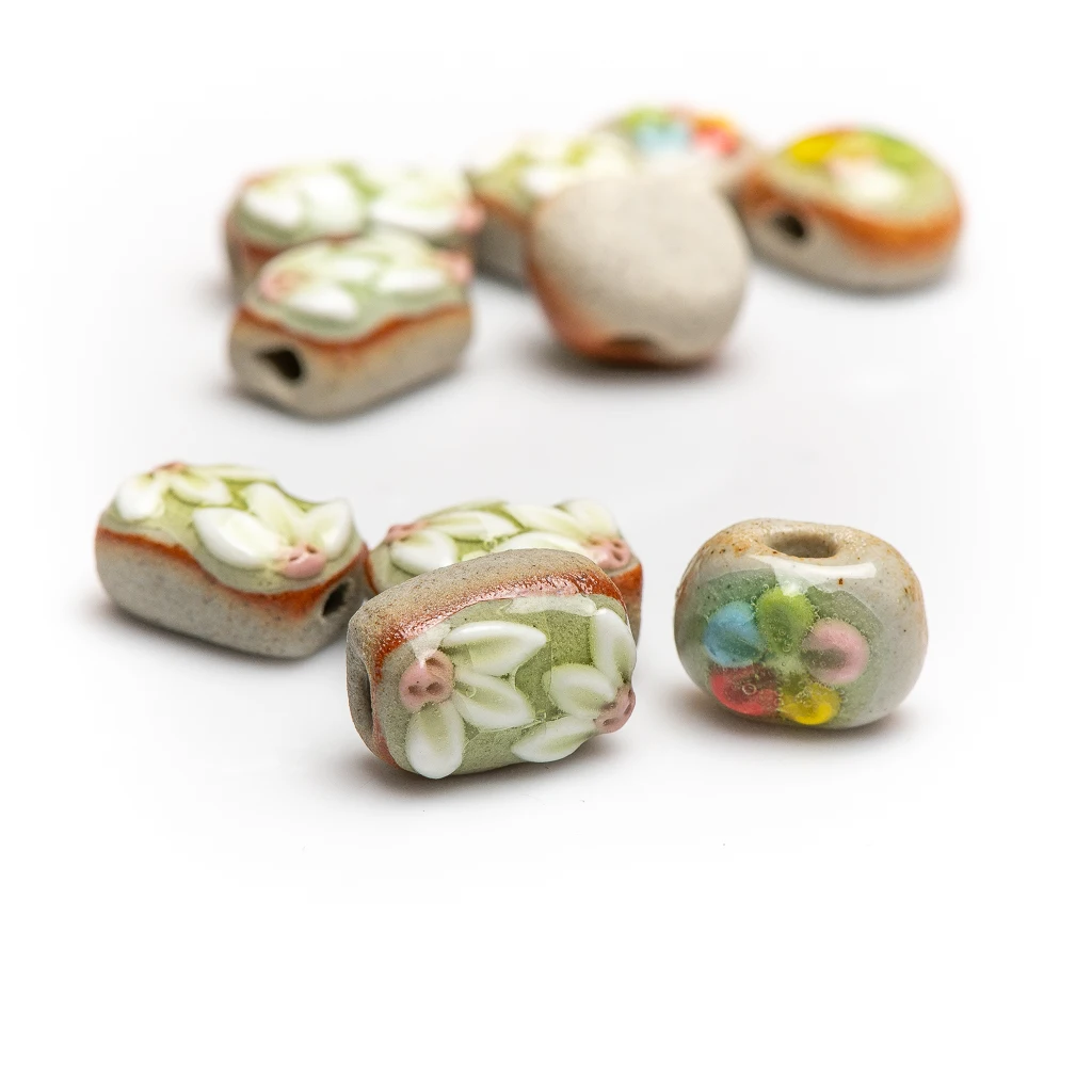 17 # Manuelle Schlamm Keramik Perlen handgemachte Vintage Blume spezielle Keramik Anhänger Schmuck Teil für Halskette XN600