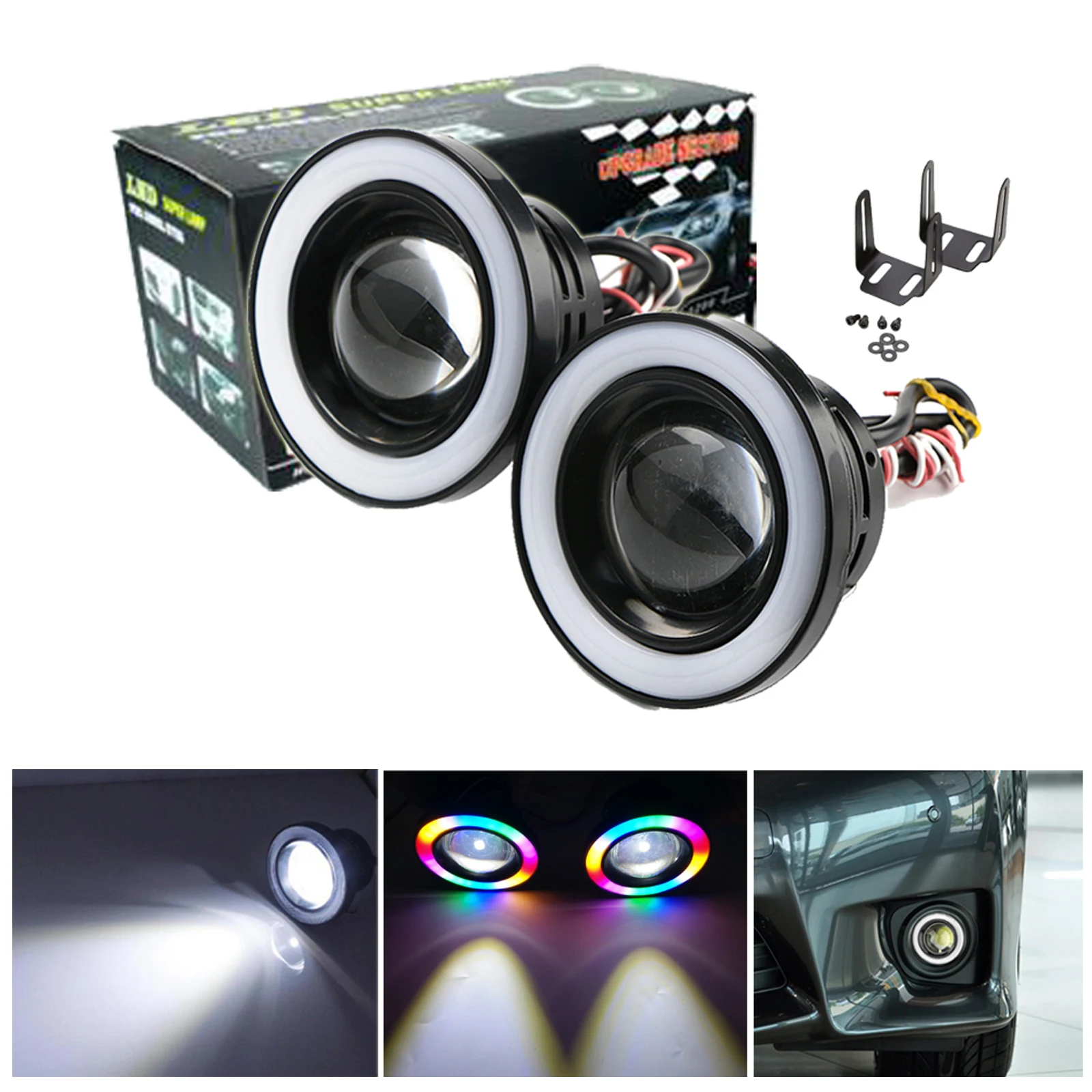 Pair RGB Angel Eyes Fog Lamp 2.5