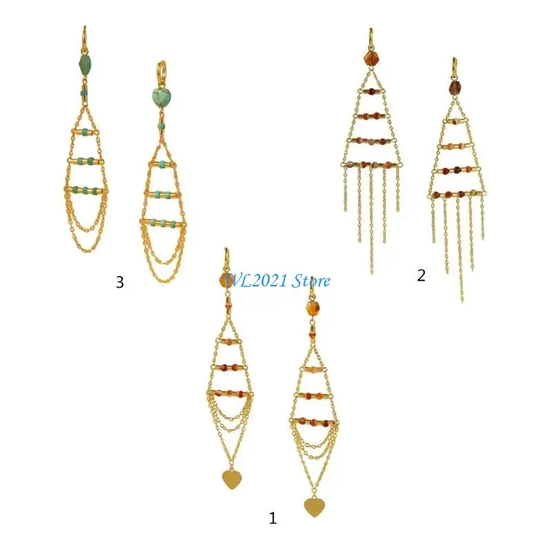 

G5GC Sophisticated Crystal Ear Rings Delicate Fringe Ear Hooks for Fashionable Ladies