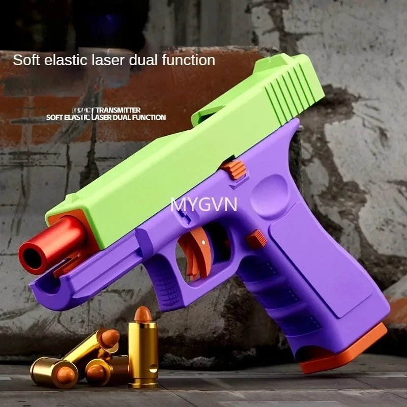 Multi-functional Soft Bullets Laser Toy Gun Shell Ejected Manual Continous Firing Double Mode Pistol with Target  Cs Prop