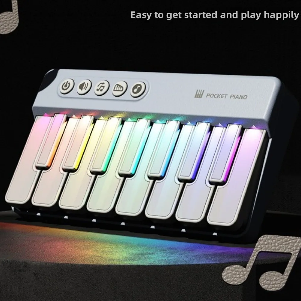 Luci arcobaleno Bambini Mini giocattolo per pianoforte Interattivo Principiante Apprendimento Strumento musicale Giocattoli per l'apprendimento Tastiera per pianoforte Regalo di compleanno