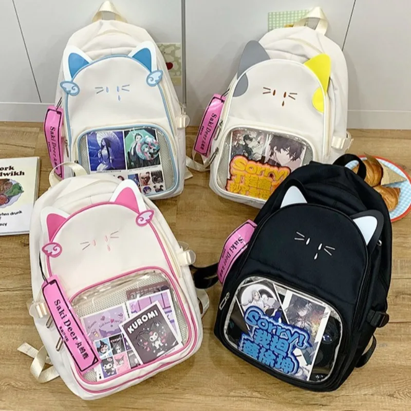 

Милый хит цвета кошки вышивка Ita Mochila большой емкости Mochilas студенческий рюкзак школьная сумка прозрачные сумки для женщин