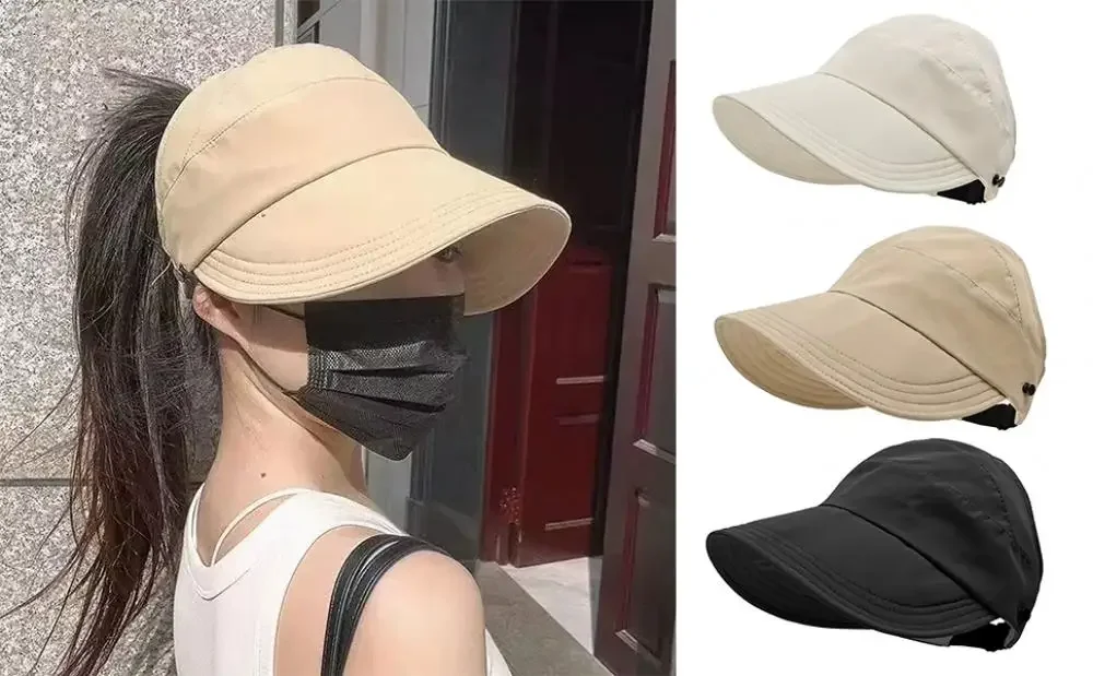 لصيد الأسماك والمشي لمسافات طويلة النساء قبعات للحماية من الشمس بلون واسعة حافة الأشعة فوق البنفسجية حماية قبعة بواقٍ للشمس الصيف الشاطئ قابل للتعديل ذيل حصان قبعة قابلة للتعبئة