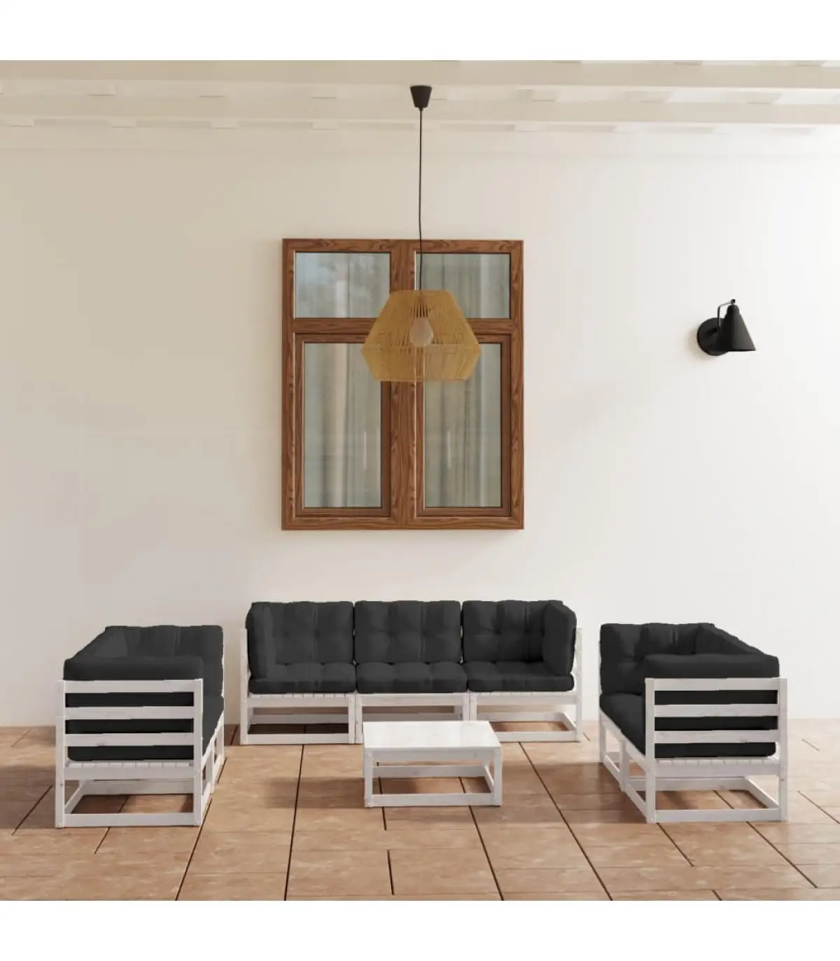 Garden sets garden furniture 8 pieces with solid pine wood cushions