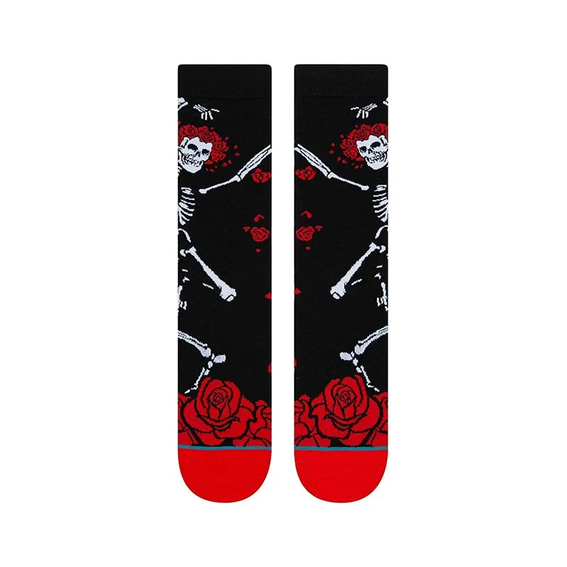 Gothic Rose Skeleton Dancer Skull Unisex Crew Socks Retro Cotton Vintage Boho Women Men Couple Chic Funny Socks Gifts Dropship