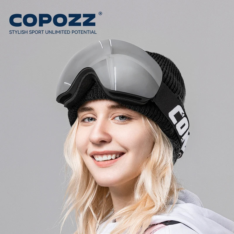 COPOZZ Ski Goggles UV400 Protection Ski Mask Men Women Anti-Fog Big Face Skiing Glasses Outdoor Sport Snowboard Skiing Eyewear