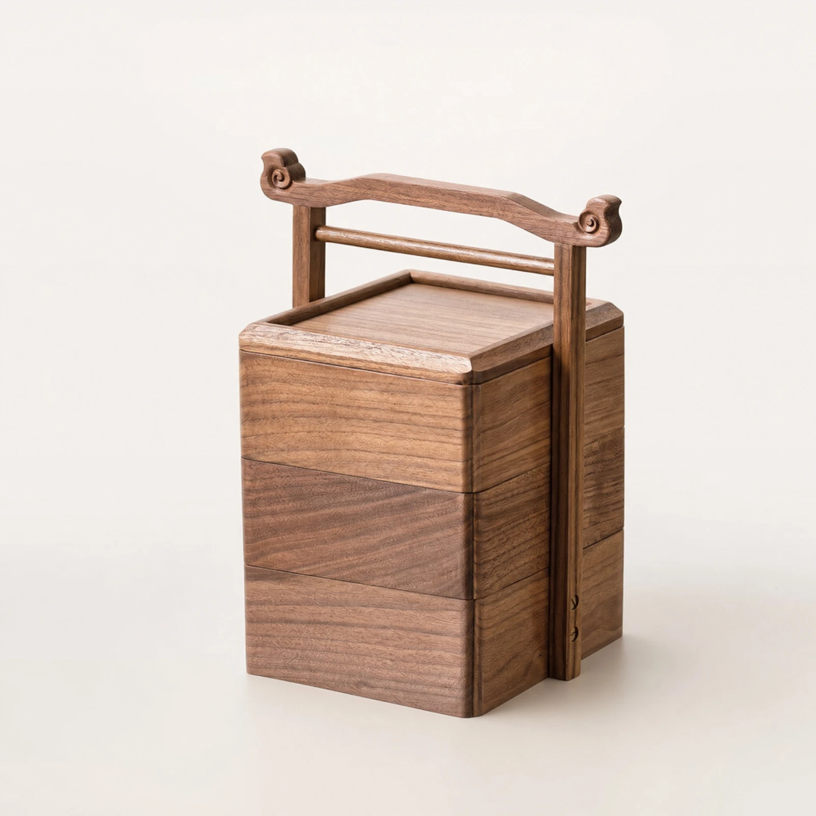Three-Layer Fruit Box Sturdy Wooden Box with Handle Snack Container with Compartments Divided Compact for Tea Table, Living Room
