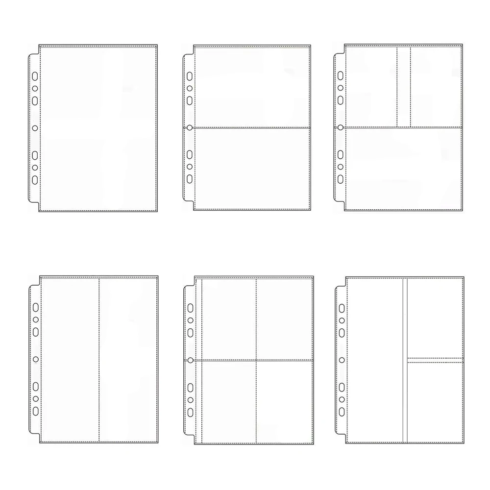 PLRBOK 10 Sheets A5 7-hole Clear Loose Leaf Photo Album Replacement Postcard Binder 3-inch 5-inch Card Storage Bag Scrapbook