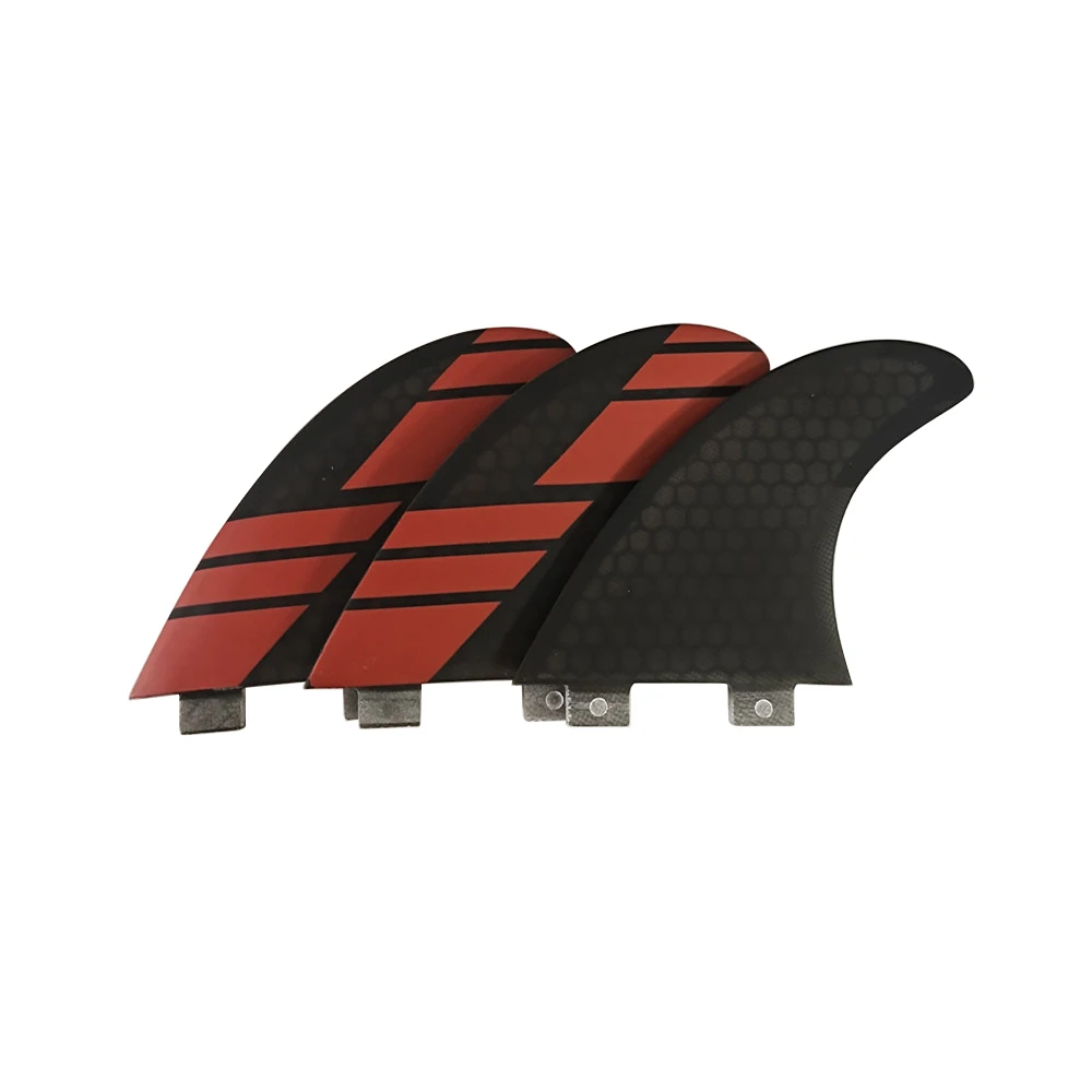 

UPSURF FCS Fin Sup Board Fins Double Tabs Fin M Size thruster fins Black with Red Color Surf accessories Good Quality