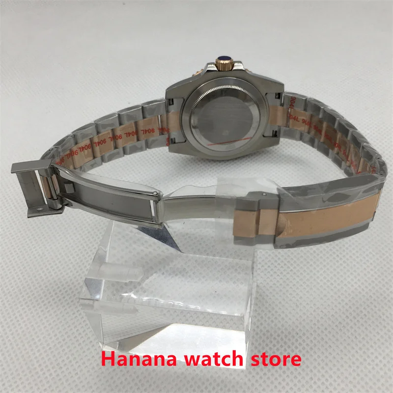 BLIGER 40mm Silber Rose Gold Zwei Ton Fall Sapphire Glas Keramik Lünette Passt Miyota DG NH36 NH35 ETA2824 2836 PT5000 Bewegung