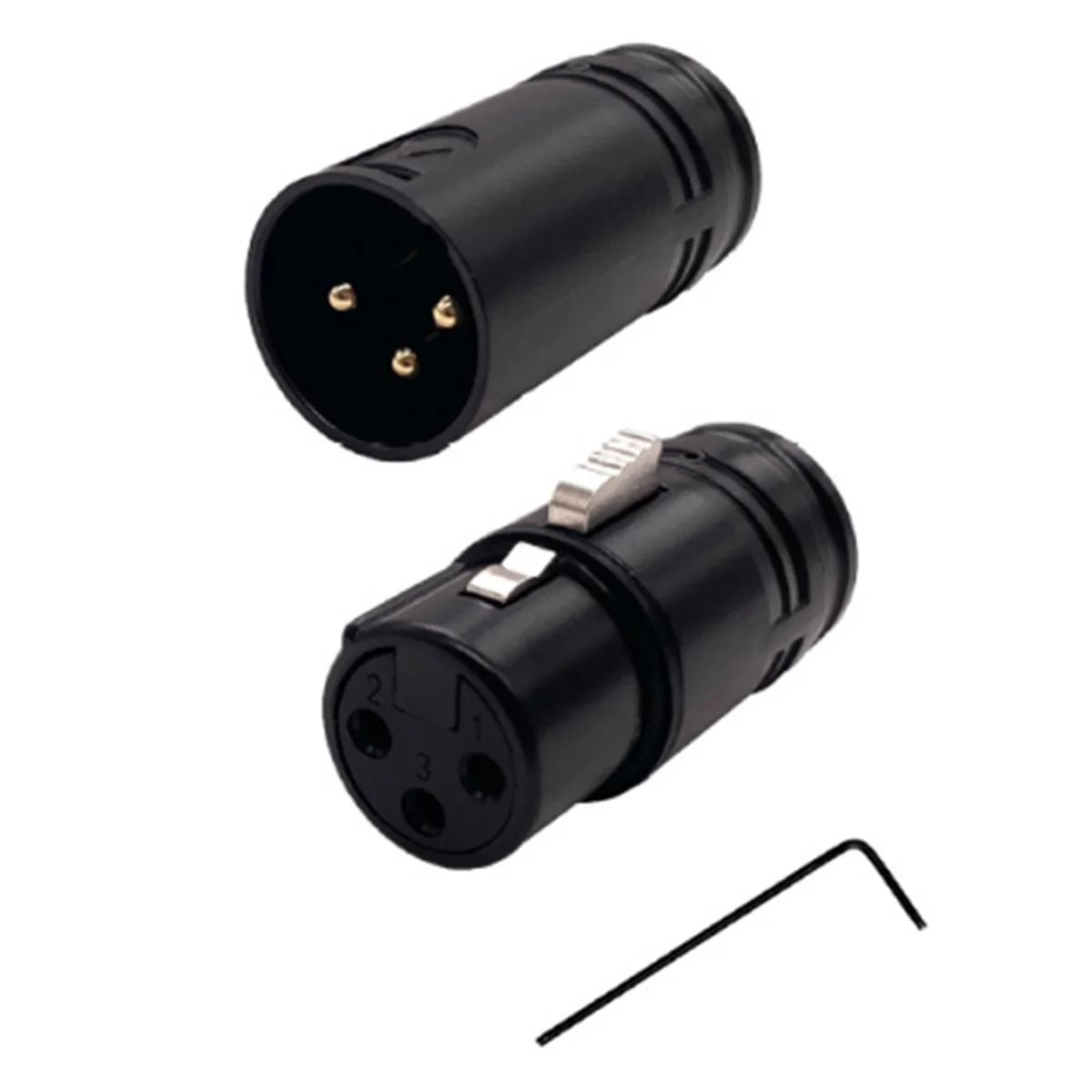 

N18R Black Shell Gold Pin Professional 3 Pin Right Angle XLR Male and Female Plug