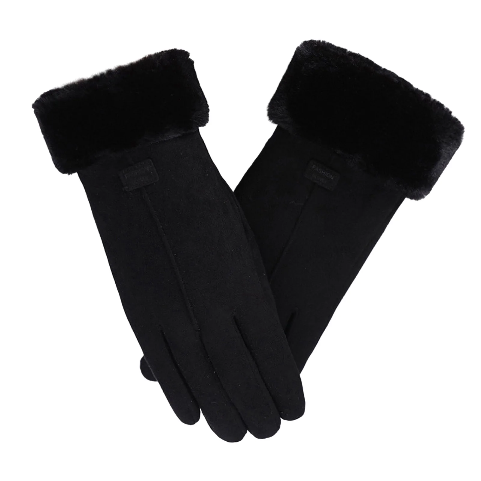 Woman Riding Windproof Gloves Breathable Fluffy Suede Touch Screen Design for Outdoor Fishing Trip Dating Shopping SNO88