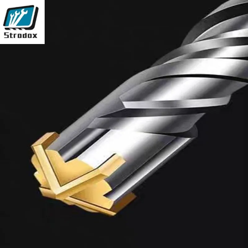 Tungsten Steel Alloy Material Hard Impact Lengthened Cross Hammer Drill Bit Concrete Through The Wall Double Groove  Excretion