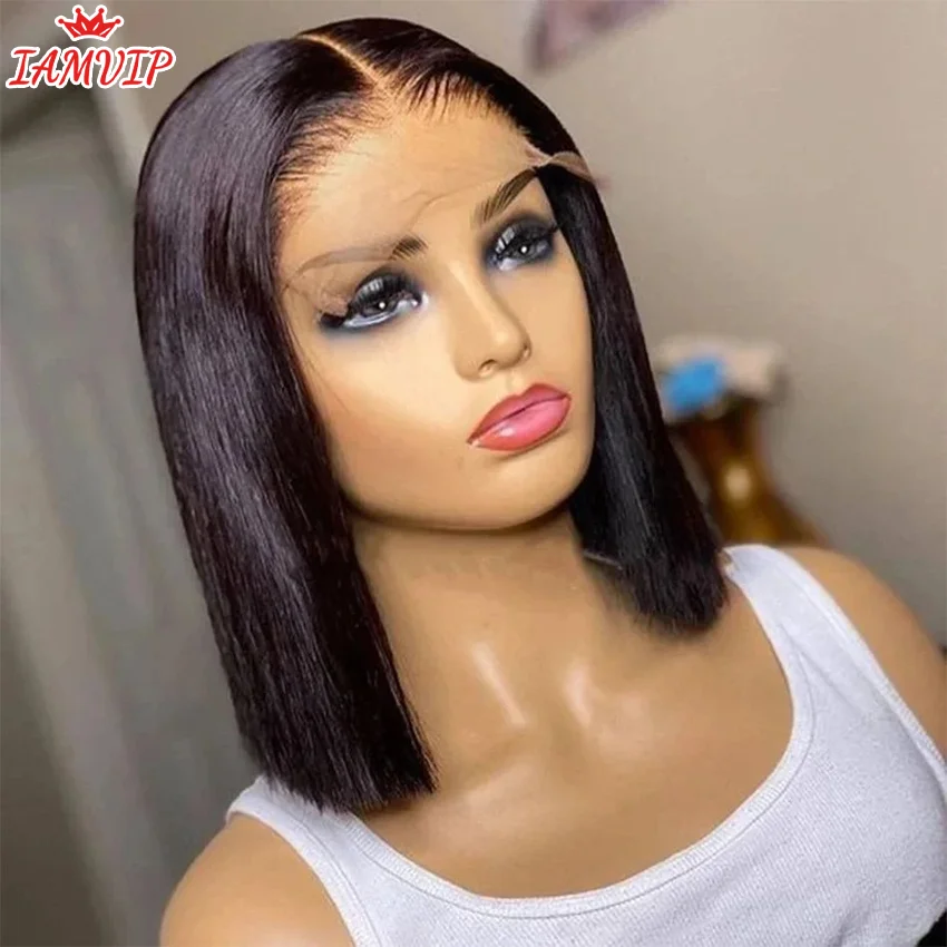 IAMVIP Short Bob Straight Lace Frontal Wigs 200% Bob Lace Front Human Hair Wig For Women Hd Lace Frontal Wig Human Hair