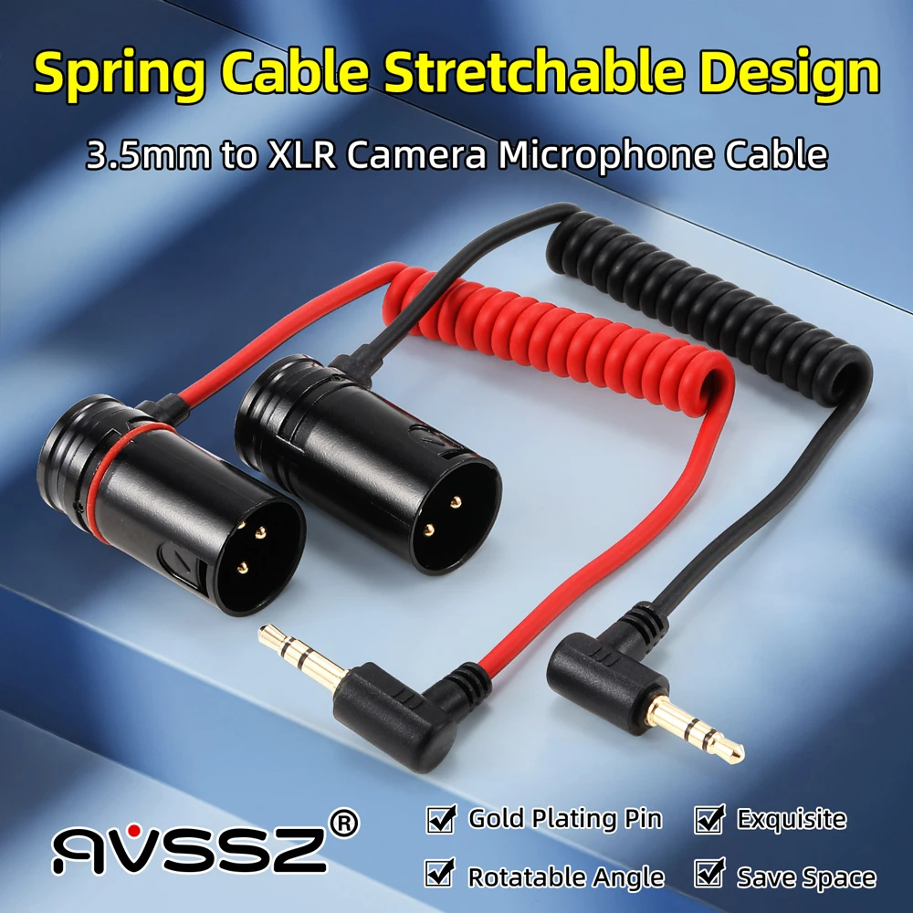 AVSSZ Jack 1/8 "3,5mm a XLR cable de audio de resorte macho/hembra, para cable de micrófono inalámbrico DJI Boya/Rod, cable XLR Little Bee
