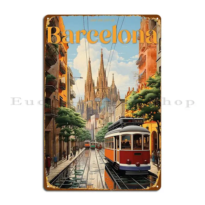 Visit The City Of Barcelona 4 Metal Sign Party Party Plates Pub Printed Club Tin Sign Poster