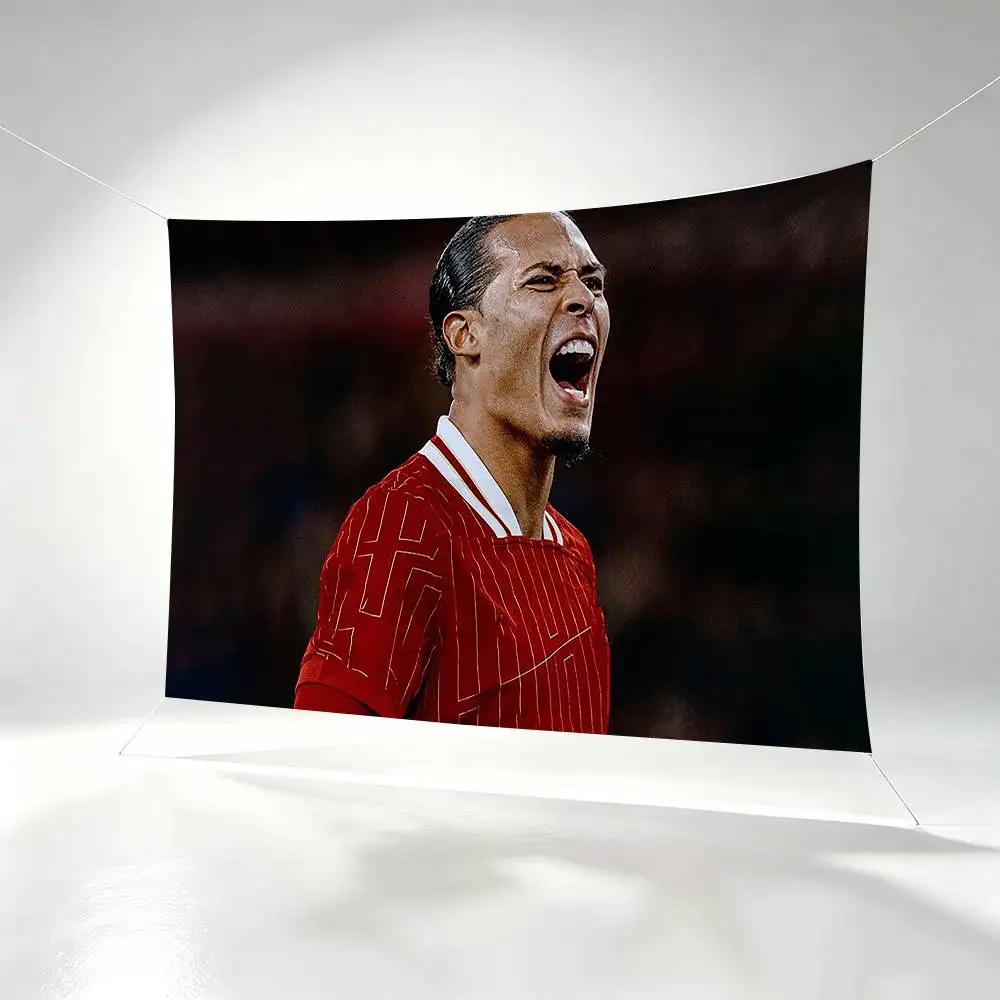 Football Defender Virgil van D-Dijk Flags Wall Hanging Background Art Banner for Bedroom Home Outdoor Decor