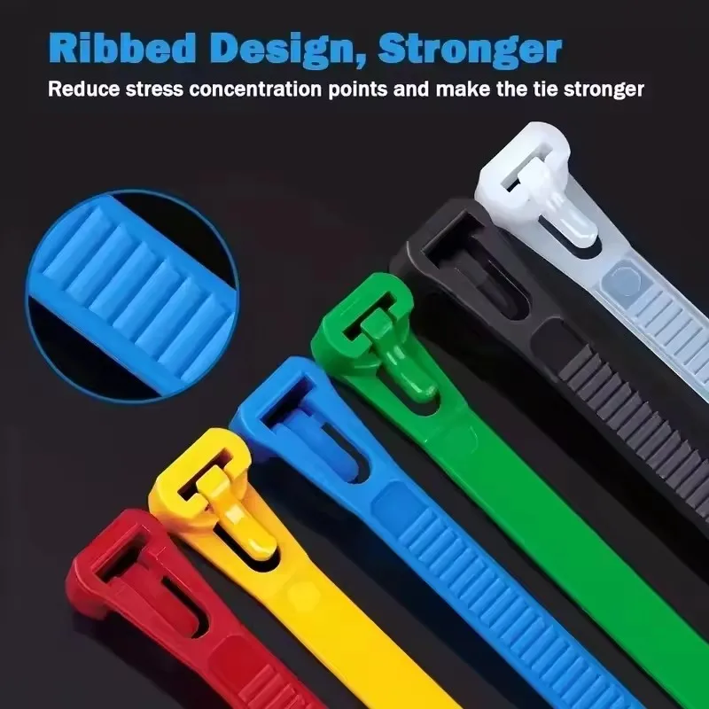 100Pcs Loose Nylon Zip Tie 4 * 150mm With Red, Yellow, Blue, Green, Black, and White Buttons Reusable Zip Tie 2026 NEW