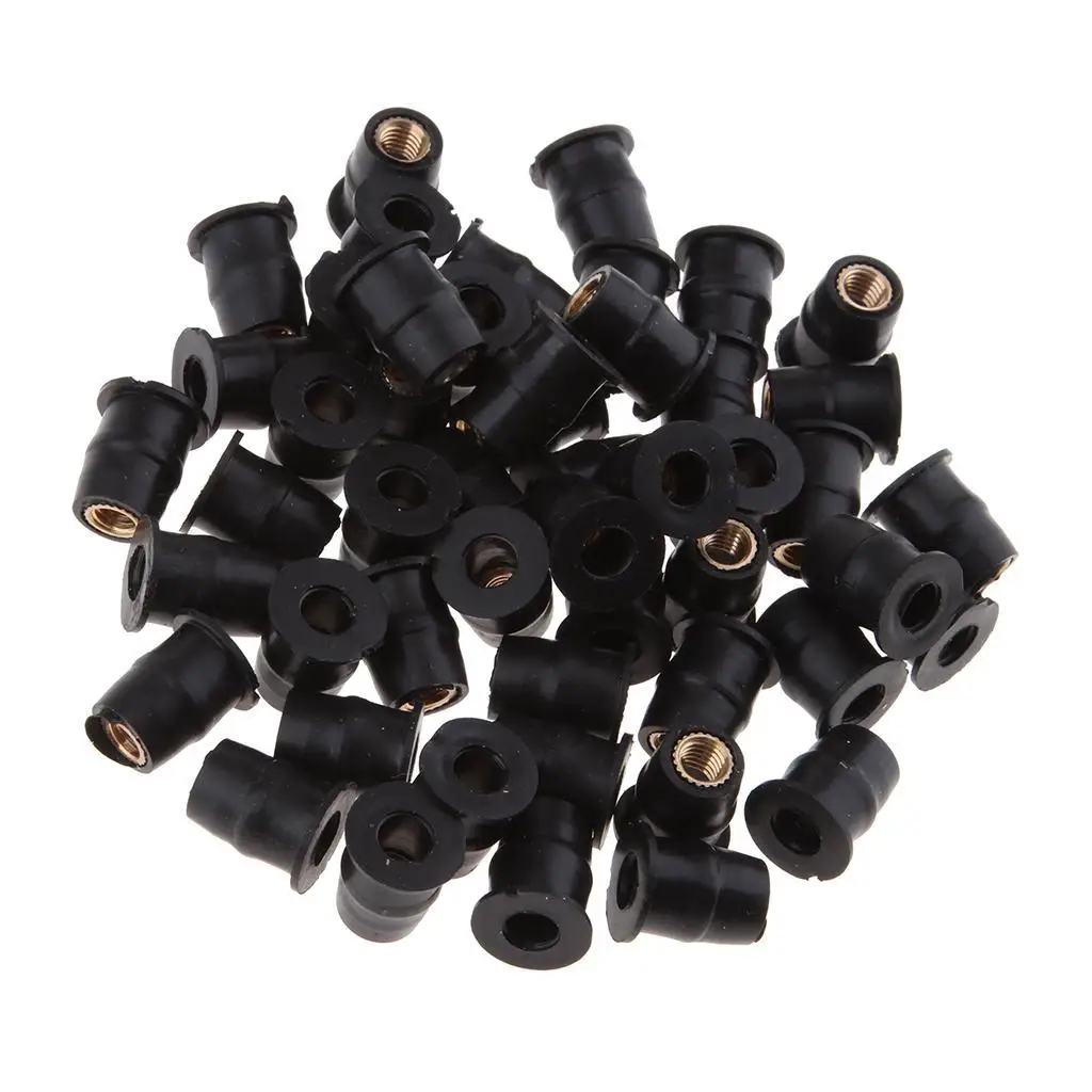 50 قطعة من صواميل ويل نوتس Metric M5 للزجاج الأمامي/صواميل مطاطية لهارلي