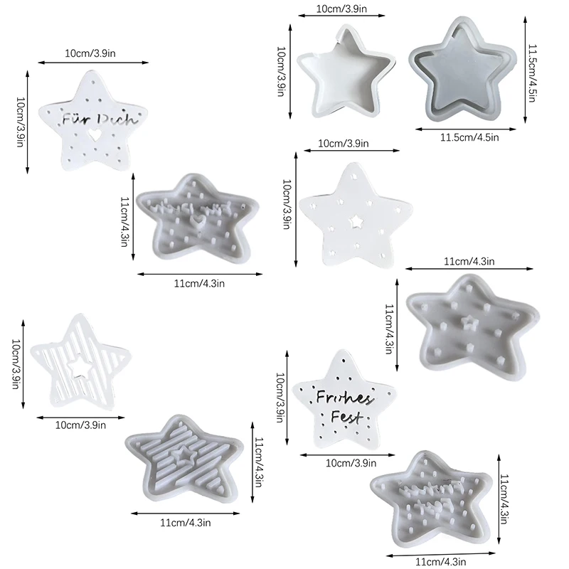 Gwiezdna pusta cyfrowa pięcioramienna gwiazda pudełko do przechowywania formy silikonowe świąteczna atmosfera dekoracyjne światło tynk żywica kropla kleju formy