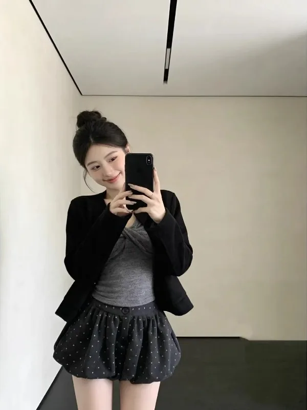 

Sweet Style High Waist A-Line Shorts Women's Summer Chic Lantern Pants Long Leg Effect Korean Version plus Size Pants