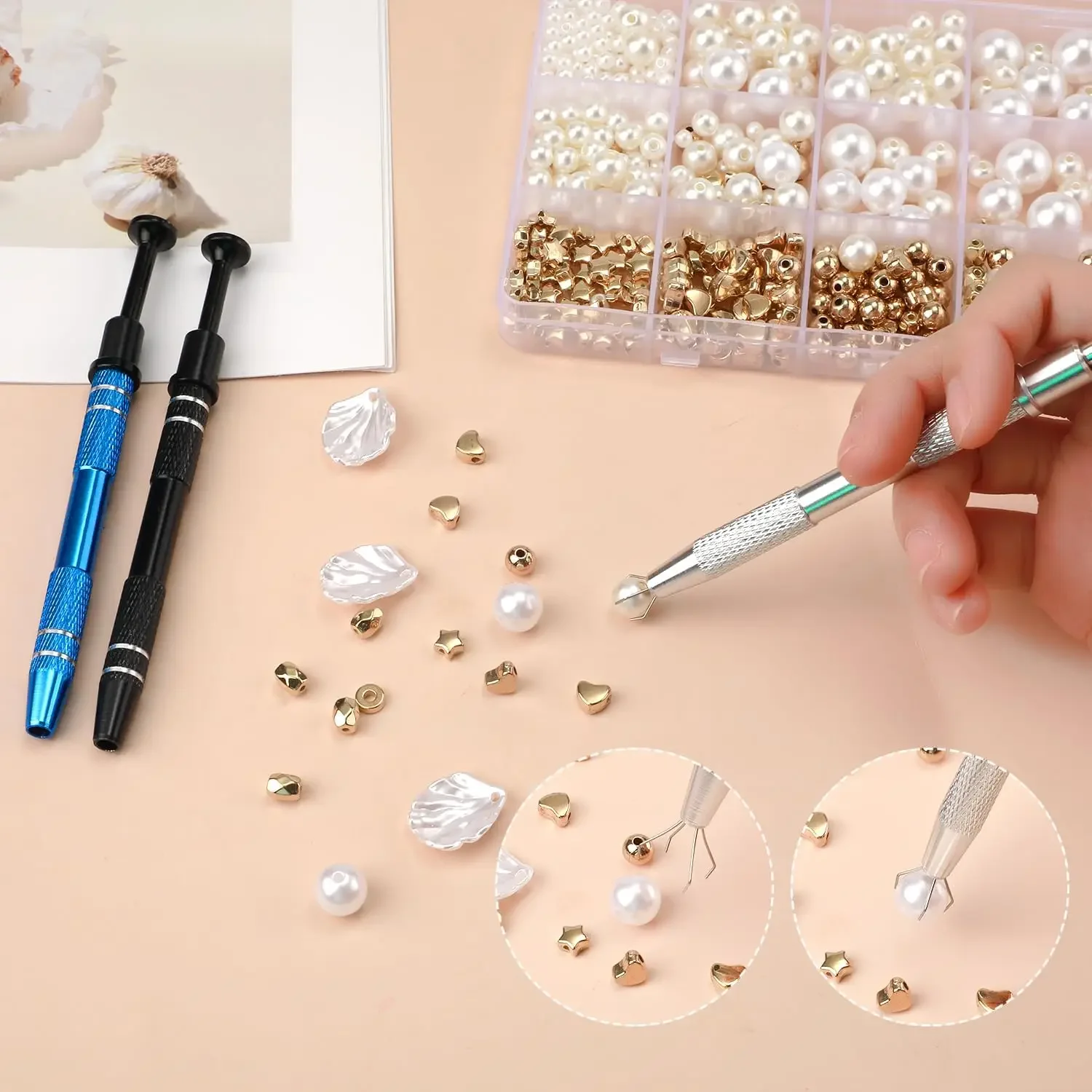 Porta gioielli professionale Piercing Ball Grabber Vite Perlina Pick Up Penna Strumento Pinza Pinzette con 4 artigli Strumento di creazione fai da te