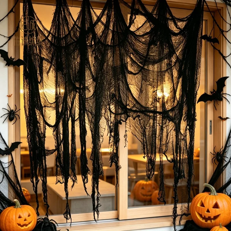 Halloween Creepy Gauze Cloth  Tattered Fabric Spooky Party Decor Haunted House Wall Window Table Door Drape Supply ﻿