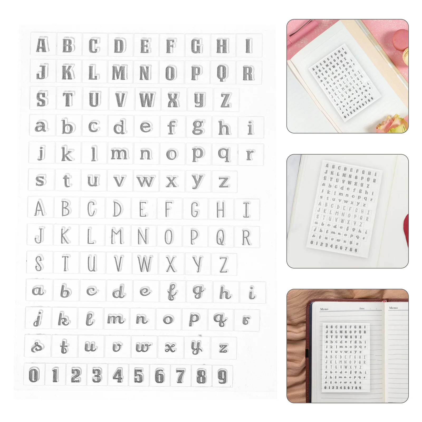 

3Pcs Transparent Number Stamps Alphabet Clear Silicone Stamp Set for DIY Card Making Scrapbooking Journaling Planner Decoration