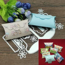 3D Pillow Gift Box Metal Cutting Dies With Little Tags Labels Flowers Diecut for Small Treats or Gifts Wedding Box 2021 New