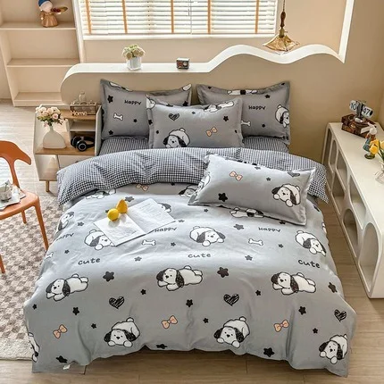 

Duvet Cover Set Cute Cotton Bed Sheet Set with Four Pieces Duvet Cover 1 Bed Sheet 1 Pillowcase 2